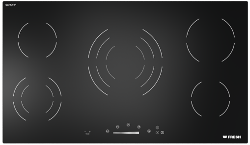 مسطح فريش 90سم 5شعله كهرباء اسود زجاج زهر امان تاتش كود9863 VTC590CM